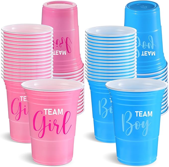 30 Pcs Gender Reveal Plastic Blue Pink Cups Gender Reveal Cups