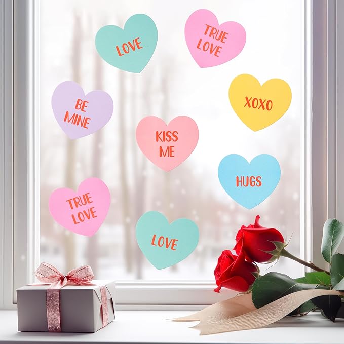 Valentine's Day Conversation Heart Glitter Cutouts 100Pcs Valentine