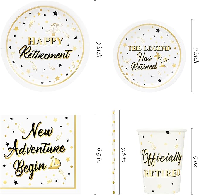 Retirement Party Supplies Decorations Happy Retirement Paper Plates