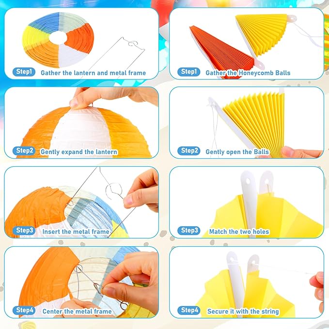 18 Pcs Summer Beach Theme Party Decorations Beach Ball Paper