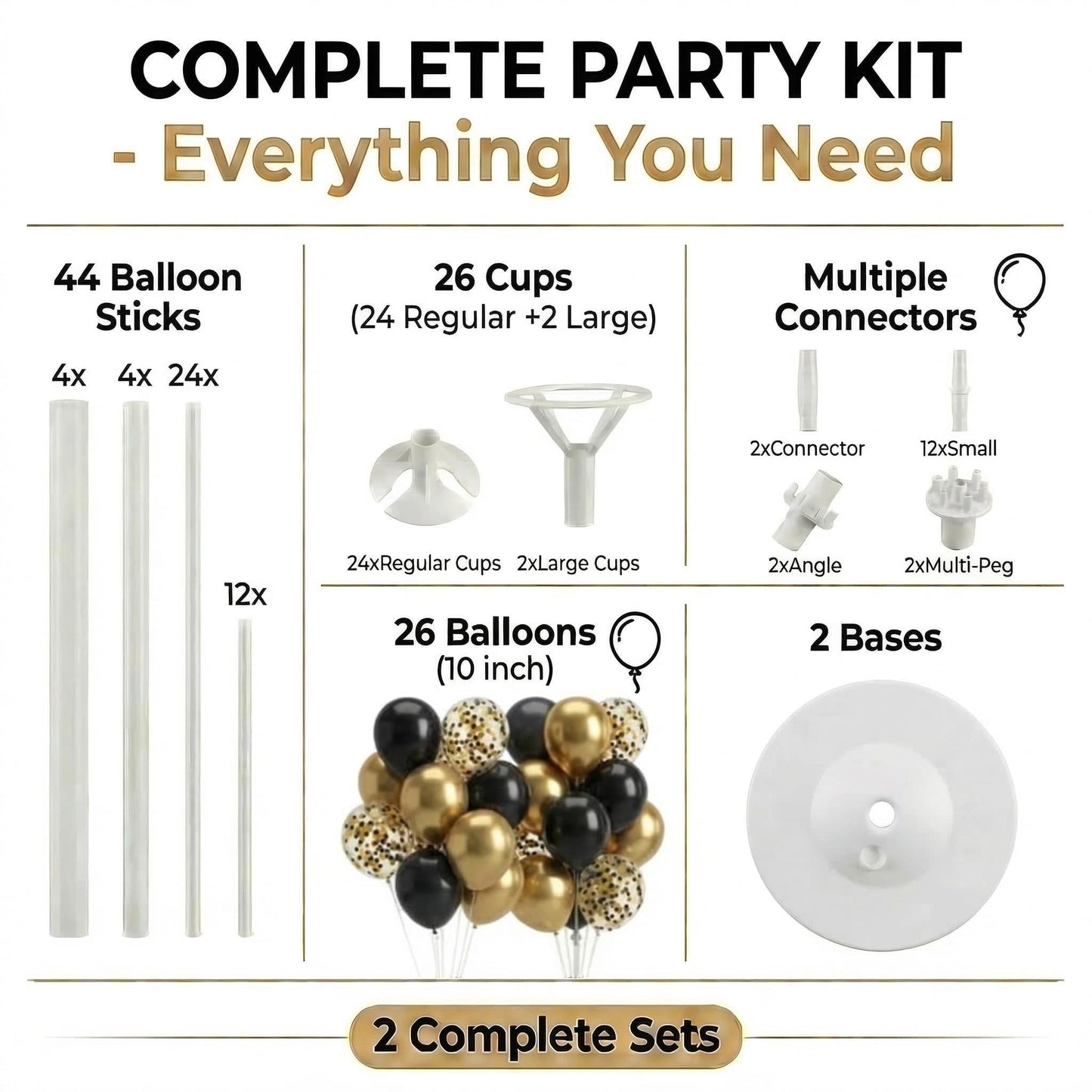 Balloon Column Stand Kit,2 Sets of Assorted Rainbow Balloon Tower