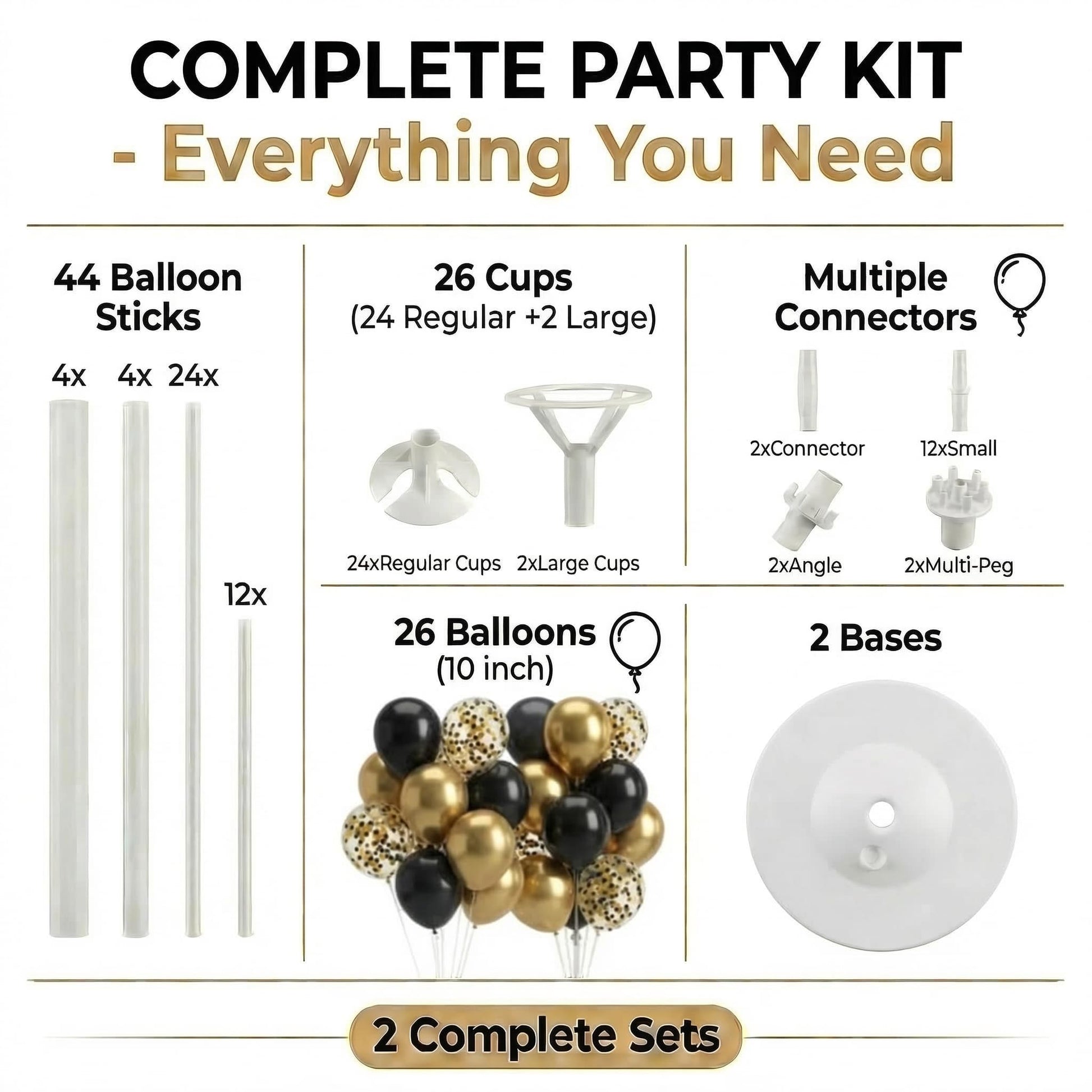 Balloon Column Stand Kit,2 Sets of Assorted Rainbow Balloon Tower
