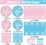 Gender Reveal Decorations Including Boy or Girl Plates Napkins Team