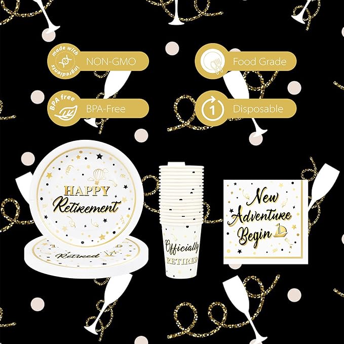 Retirement Party Supplies Decorations Happy Retirement Paper Plates
