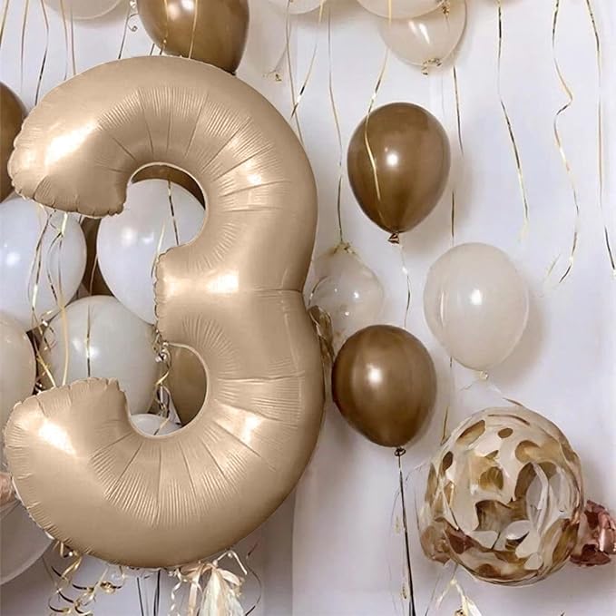 Nude Number 1 Balloons, 40 Inch Tan 1st Birthday Foil Balloon for