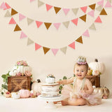 Boho Party Decorations Brown Blush Pink Felt Hanging Triangle Mini