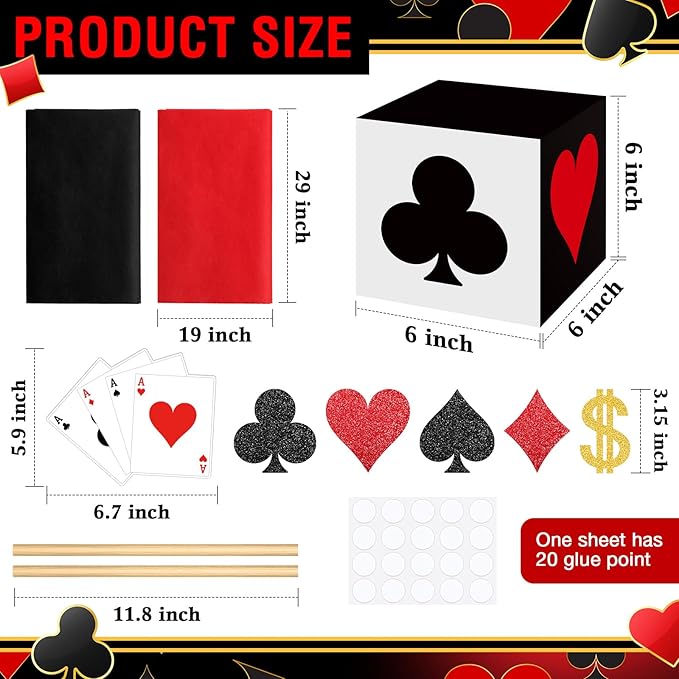 Zhanmai 12 Sets Casino Party Decorations Casino Favor Boxes (6 x 6 x