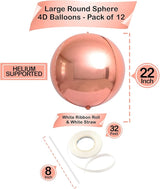 Giant Rose Gold Balloons 22 Inch Pack of 12 Rose Gold Foil Balloons