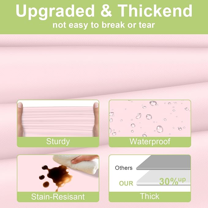QIKSION Pink Plastic Table Cloth Disposable 12 Pack, 54 x 108 Inch