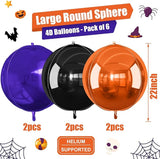 Black Orange Purple Halloween Foil Balloons 6Pcs 4D Large Metallic