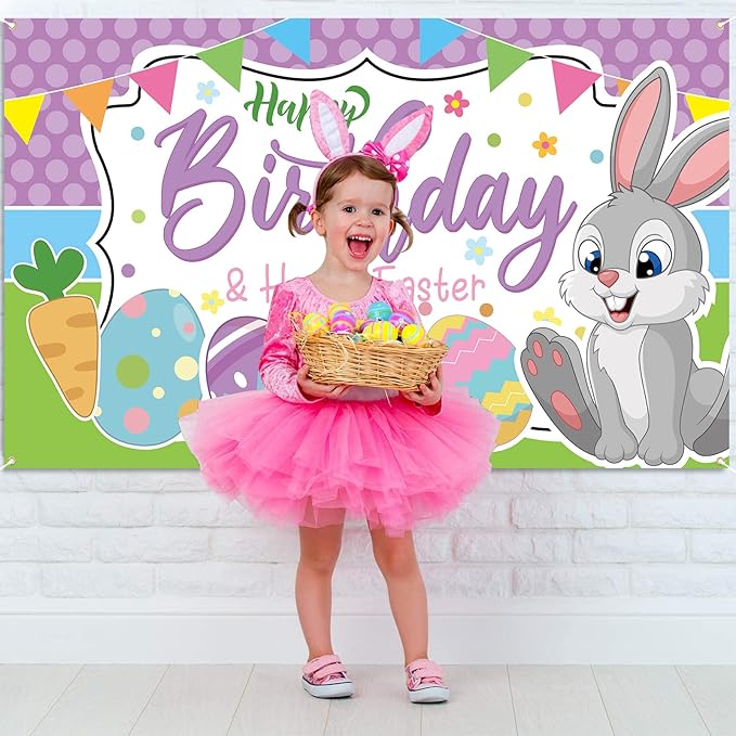 Easter Birthday Decorations Happy Birthday & Happy Easter Banner