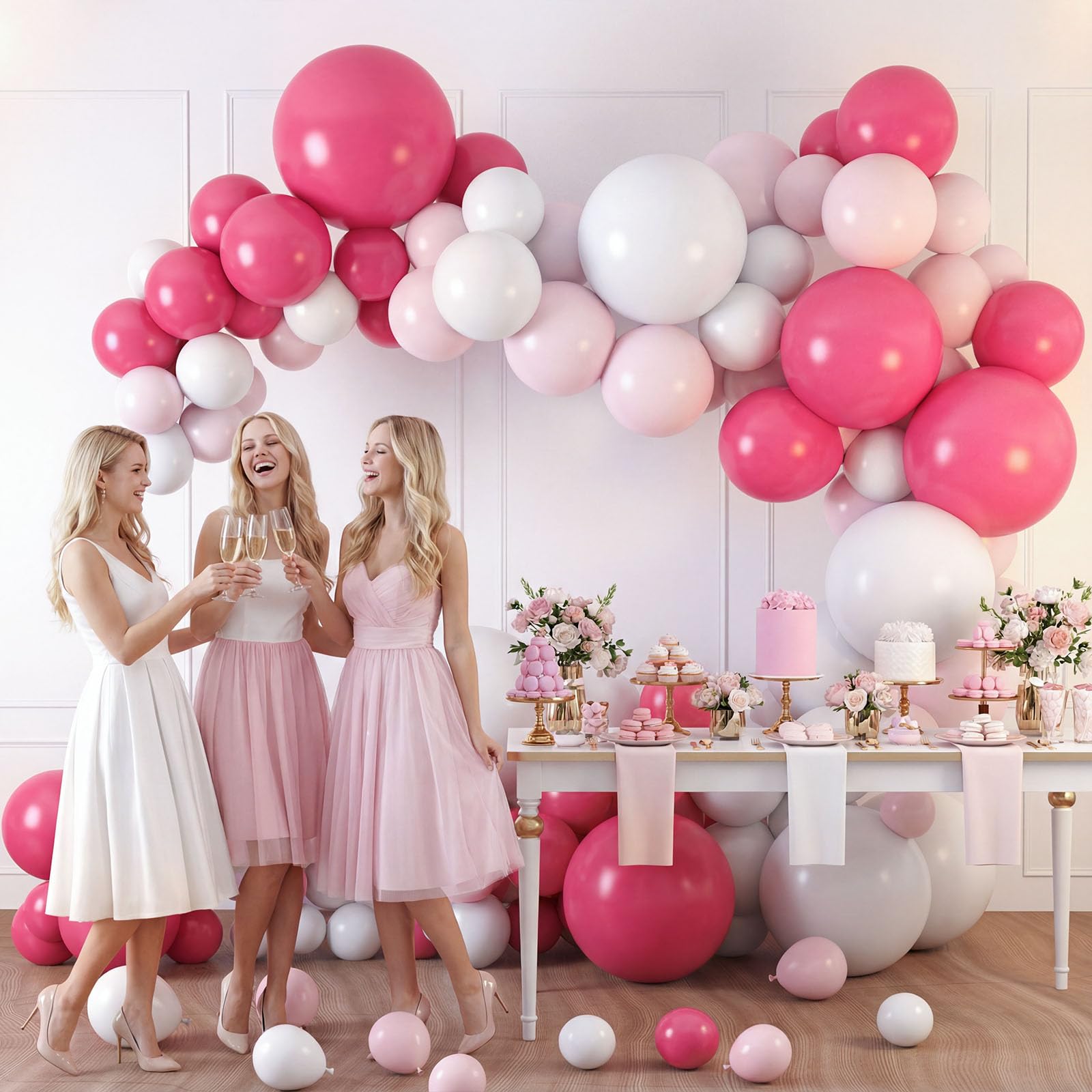 LovesTown 150 PCS Hot Pink Balloons Different Size of 18 12 10 5 Inch