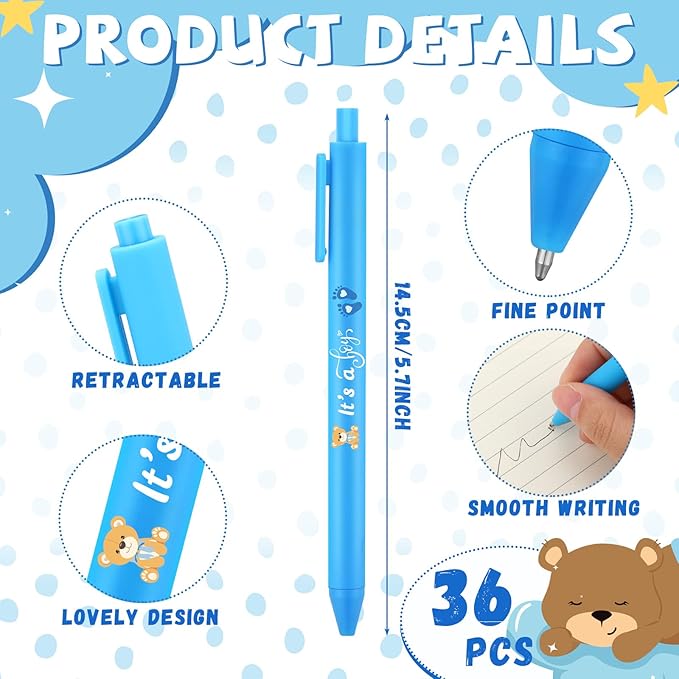 Ireer 36 Pcs bear Baby Shower Pens Gifts Bulk Party Favors for Guests