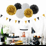 Black Gold Graduation Party Decorations 23pcs Kits Farewell Tissue