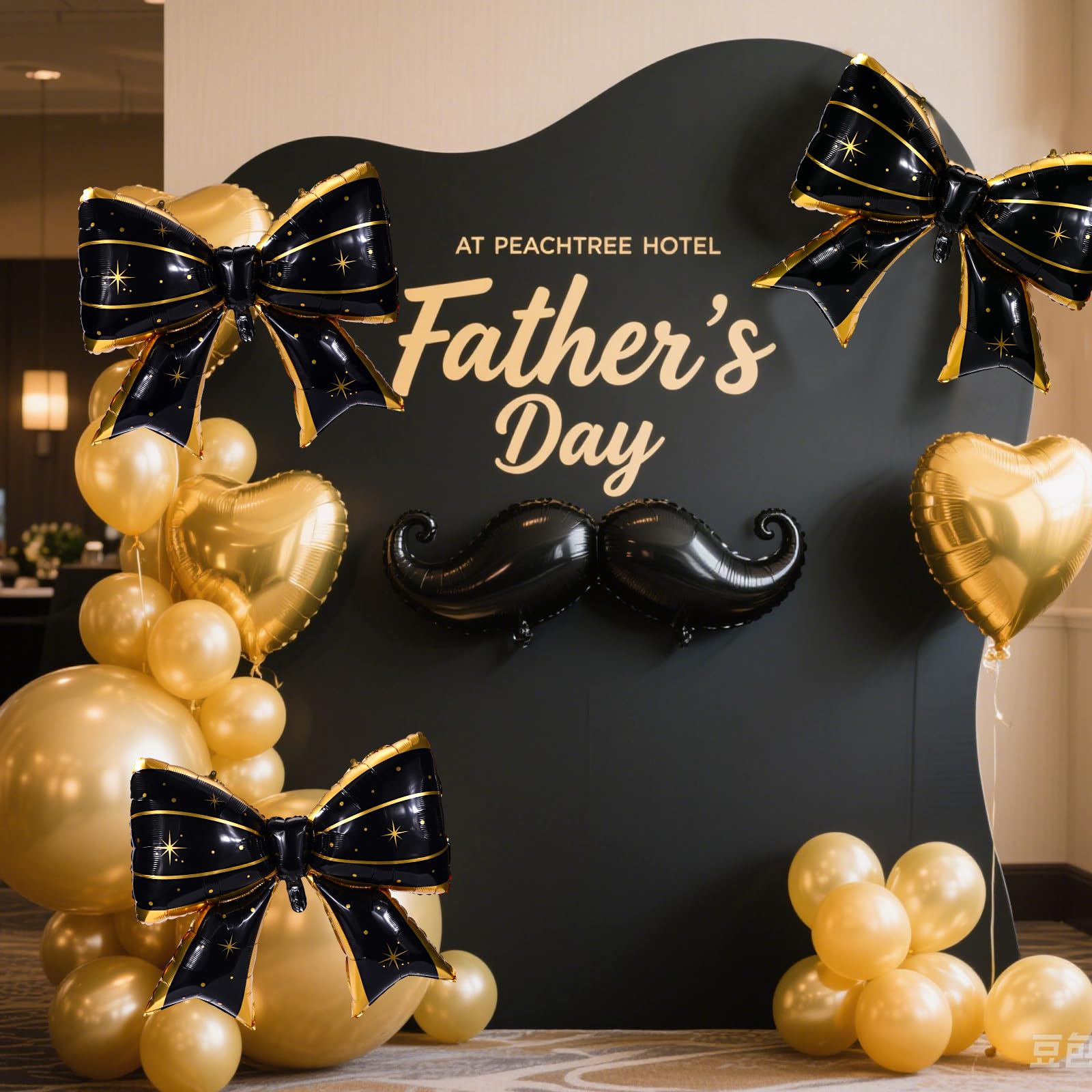 2pcs Large Bow Balloons, Bow Themed Party Decorations Elegant Coq Blac
