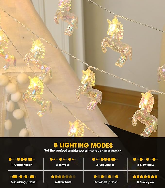 20 LED Unicorn String Lights 10Ft Unicorn Birthday Decorations