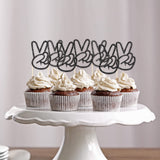 Spakon 24 Pcs Peace Sign Cupcake Toppers Glitter Peacekeeper Cupcake