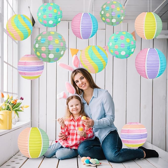 Pastel Paper Lanterns for Easter Party Decorations 12pcs Macaron