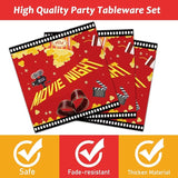 96 Pcs Movie Night Party Supplies Paper Plates Napkins Movie Party
