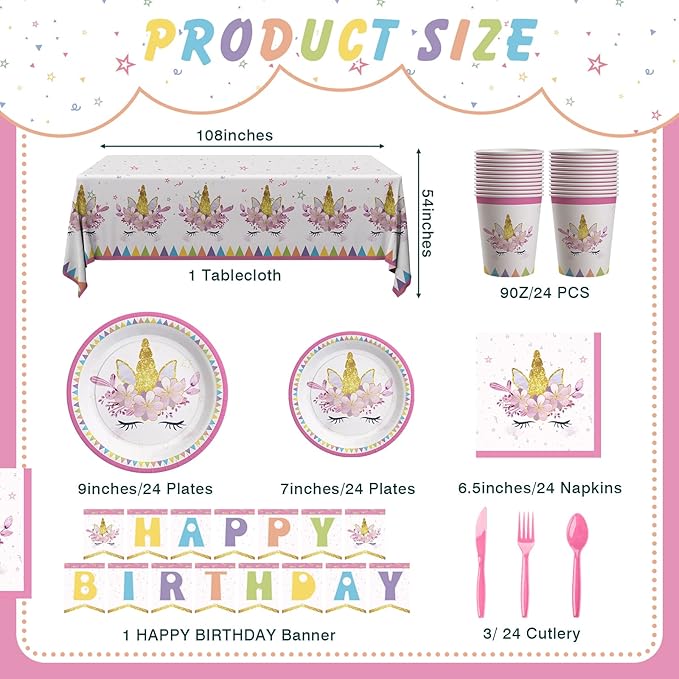 Unicorn Birthday Decorations for Girls 170 Pcs Unicorn Party