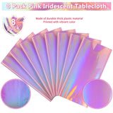 8 Pack Iridescent Pink Plastic Tablecloths, FunnyPars Shiny Disposable