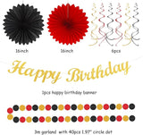 Red Black Gold Casino Theme Birthday Party Decorations 21pcs Happy