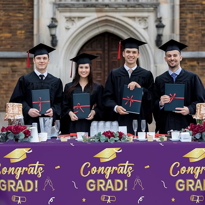 Slergut Purple and Gold Graduation Decorations 2026, 3 Pack Purple
