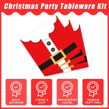 96 Pcs Santa Christmas Paper Plates Santa Claus Suit Disposable