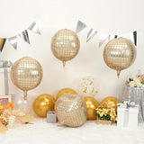 Disco Ball Balloons 4PC,Foil Disco Balloons 22 Inch 4D Round White