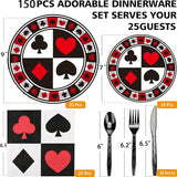 150Pcs Casino Poker Party Supplies 9 & 7 Poker Paper Plates &
