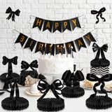 Containlol 9 Pcs Black Bow Birthday Party Decorations Bow Honeycomb