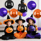 Black Orange Purple Halloween Foil Balloons 6Pcs 4D Large Metallic