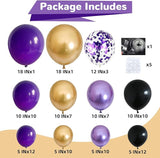 Purple Black and Gold Balloon Arch Kit Graduation Balloon Garland