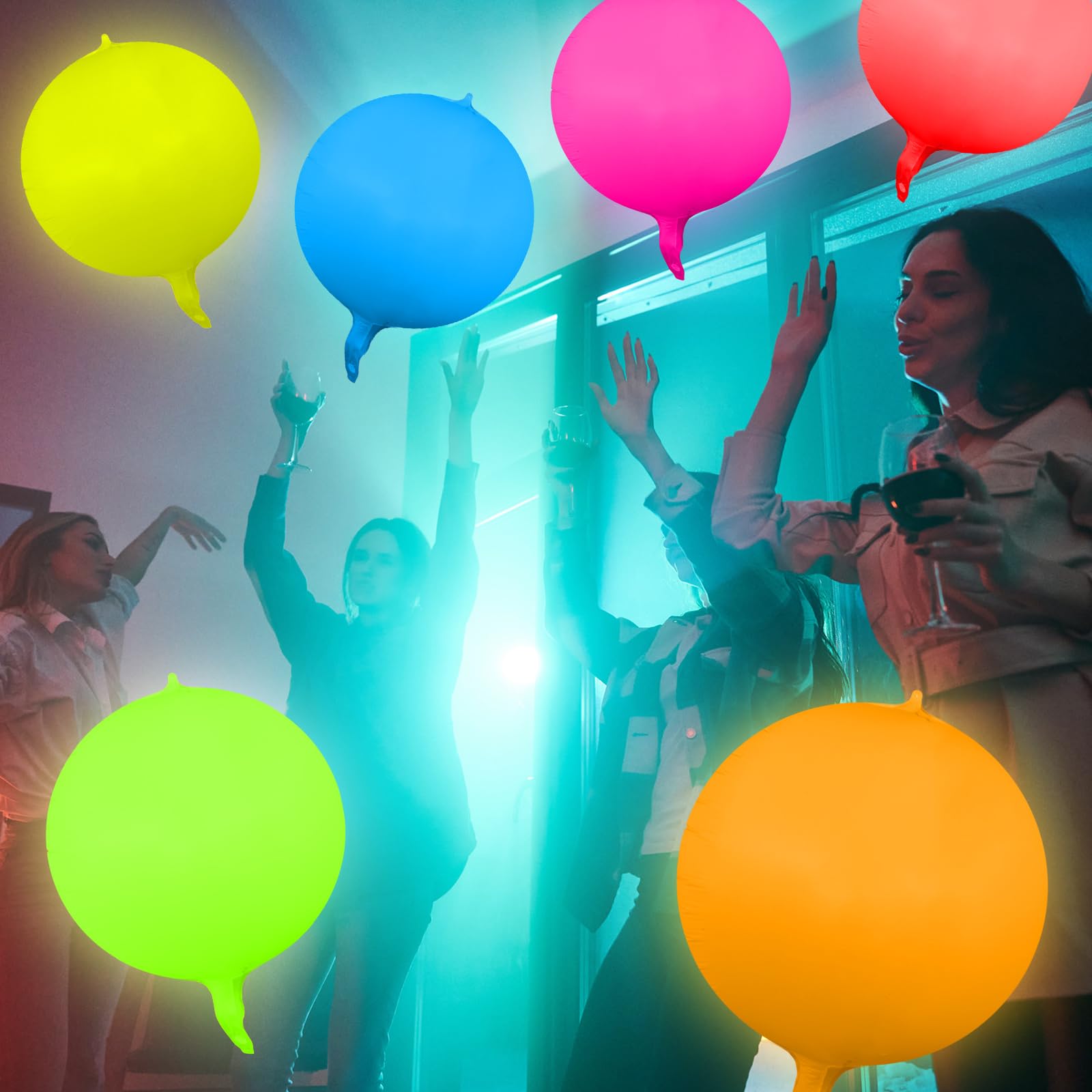 Vertintong 12 Pcs Round Glow in The Dark Neon Balloons Foil Birthday