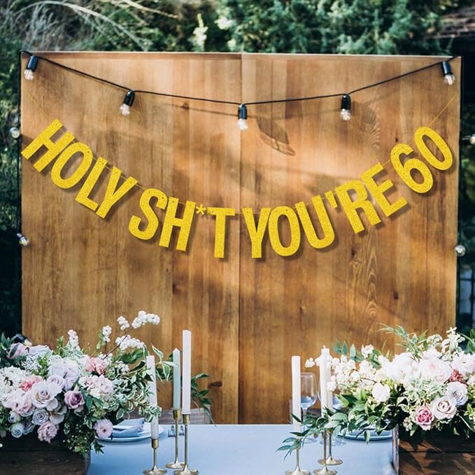 60th Birthday Decorations Women Men Gold Glitter Birthday Decoration