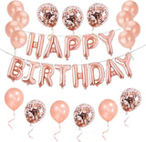30pcs Pink Rose Gold Birthday Decorations 3D Mylar Foil Happy
