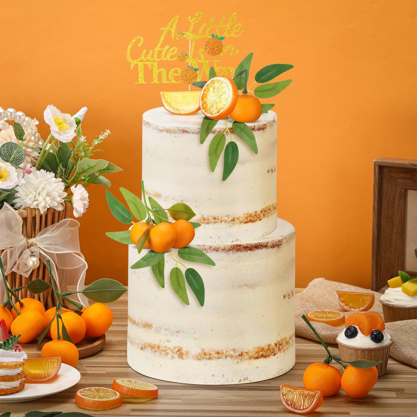 Soulchen 15 Pcs Little Cutie Is on the Way Cake Topper Set Glitter