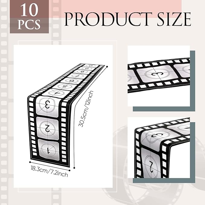 Breling 12 x 72 Inch Movie Night Table Runner Movie Theme Party