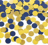 Gold Blue and Yellow Confetti Table Decoration for Graduation