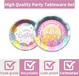 96 Pcs Easter Party Supplies Easter Plates and Napkins Set Colorful