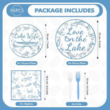 96Pcs Happy Engagement Party Decorations ﻿Dusty Blue Wedding Decor