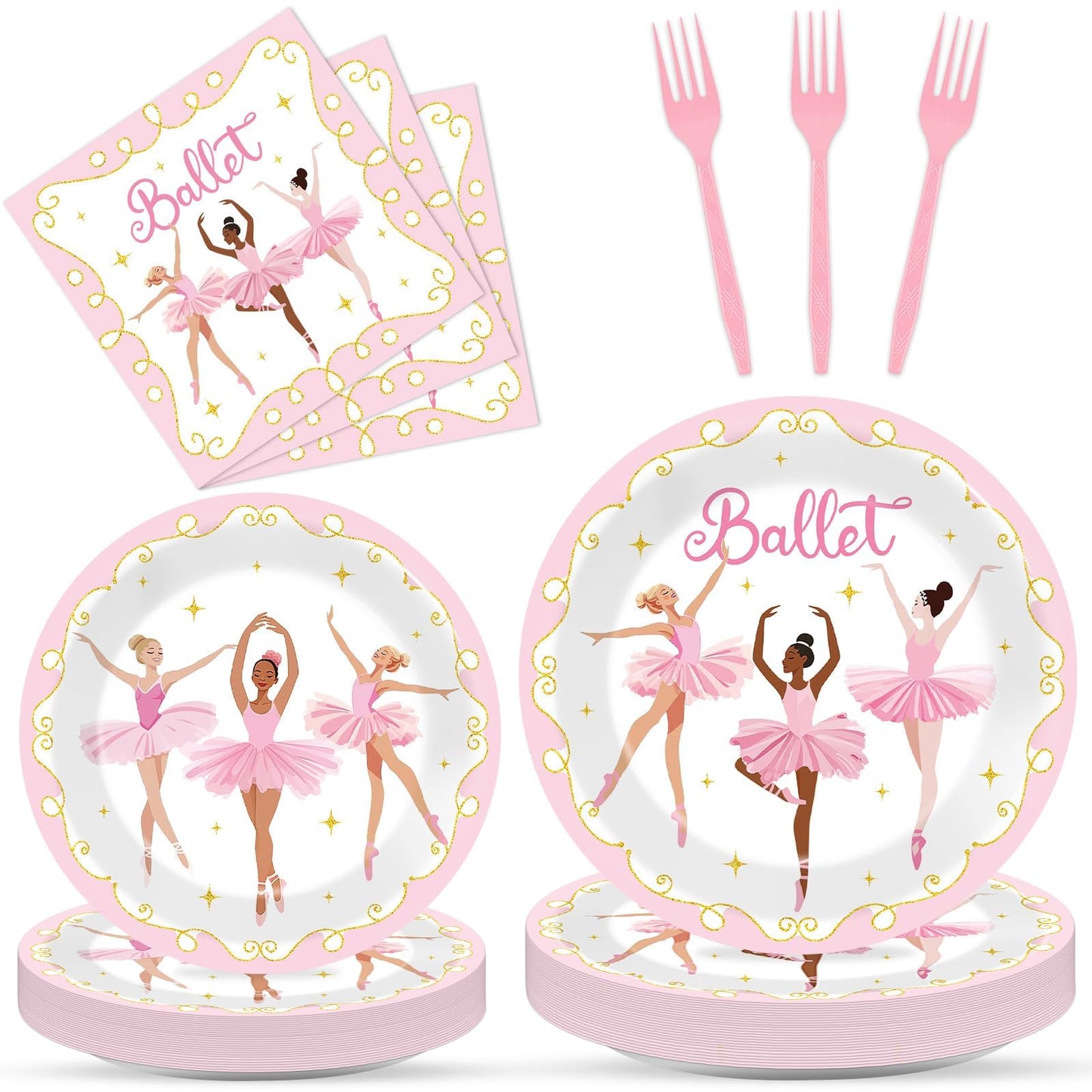 Qyeahkj 100 Pcs Ballerina Birthday Party Decorations for Ballet Plates