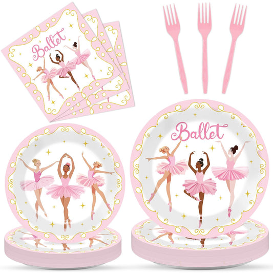 Qyeahkj 100 Pcs Ballerina Birthday Party Decorations for Ballet Plates