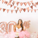 Rose Gold Party Decorations Metallic Fabric Triangle Pennant Banner