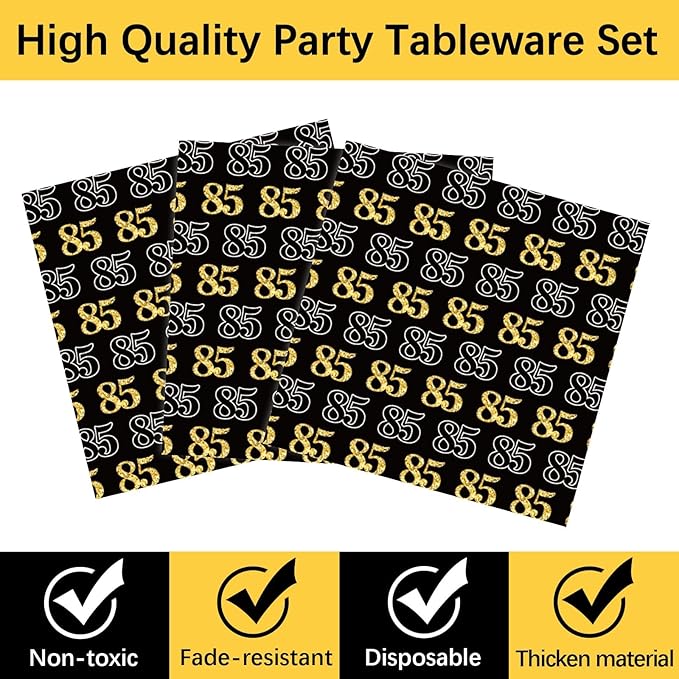 96 Pcs 85th Birthday Party Supplies Tableware Plates Cheers to 85