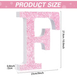 Qunclay Pink Crystal Diamond Letter Wall Decor, Glitter Wooden Bling