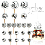 23pcs Disco Ball Cupcake toppers Happy Birthday Cake Topper 1970s