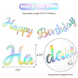 CANREVEL 3 PCS Iridescent Happy Birthday Banners, Hanging Star Garland