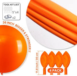 PartyWoo Orange Balloons 4pcs 36 Inch Fall Latex Helium Balloons for