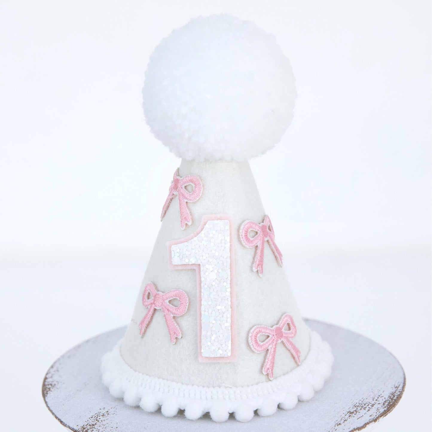 Ereniko White Pink Bow Party Hat First Birthday Hat Girl 1 Birthday